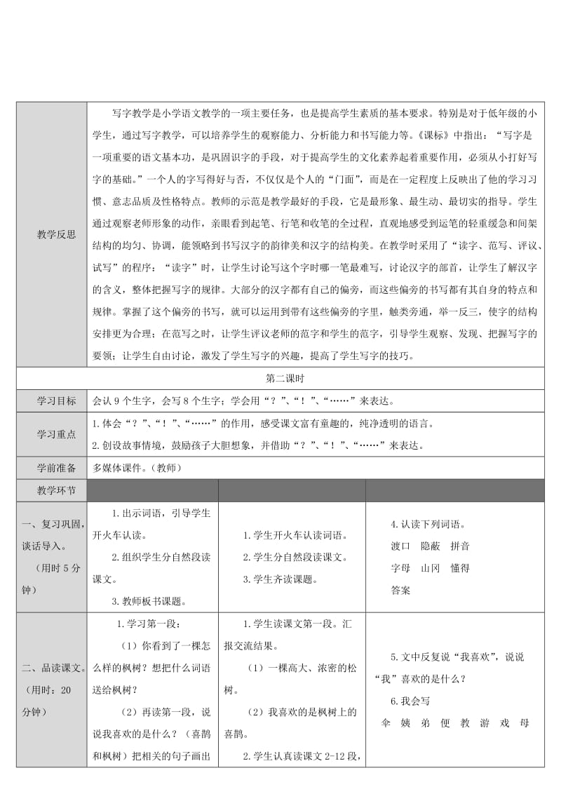 2019二年级语文下册 课文3 9枫树上的喜鹊教案2 新人教版.doc_第3页