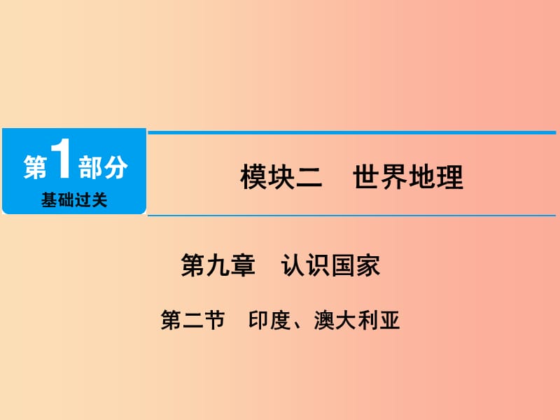 江西省2019届中考地理 第九章 认识国家 第2节 印度、澳大利亚课件.ppt_第1页