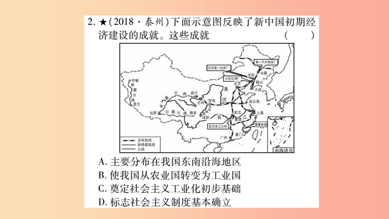 湖南省2019年中考历史复习 第一篇 教材系统复习 第3板块 中国现代史 第2单元 向社会主义社会过渡（习题）.ppt_第3页