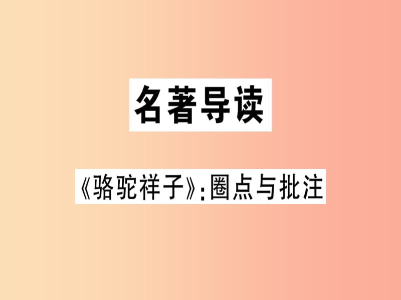 贵州专版2019春七年级语文下册第三单元名著导读骆驼祥子圈点与批注习题课件新人教版.ppt_第1页