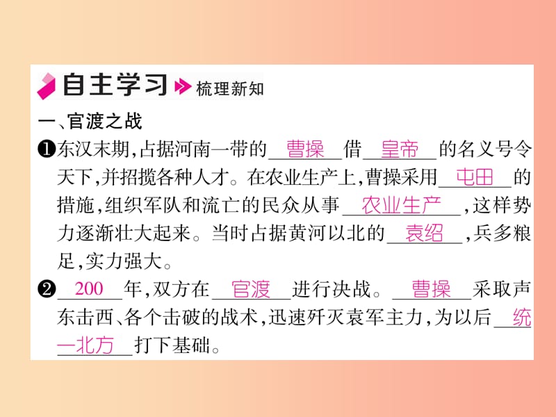 七年级历史上册 第4单元 三国两晋南北朝时期 政权分立与民族交融 第16课 三国鼎力作业课件 新人教版.ppt_第2页