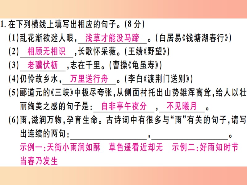 （河北专用）2019年八年级语文上册 期中检测卷习题课件 新人教版.ppt_第2页