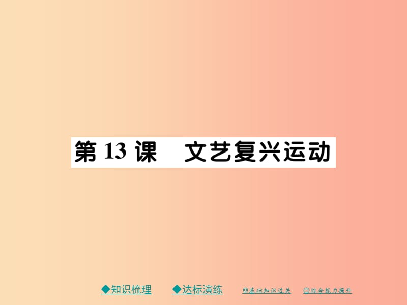 2019秋九年级历史上册第五单元资本主义的兴起第十三课文艺复兴运动课件川教版.ppt_第1页