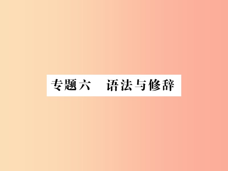 （贵州专版）2019中考语文复习 第二轮 第一部分 语言积累与运用 专题六 语法与修辞备考指南课件.ppt_第1页