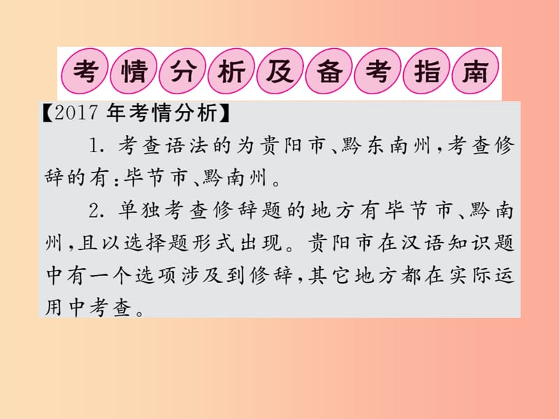 （贵州专版）2019中考语文复习 第二轮 第一部分 语言积累与运用 专题六 语法与修辞备考指南课件.ppt_第2页