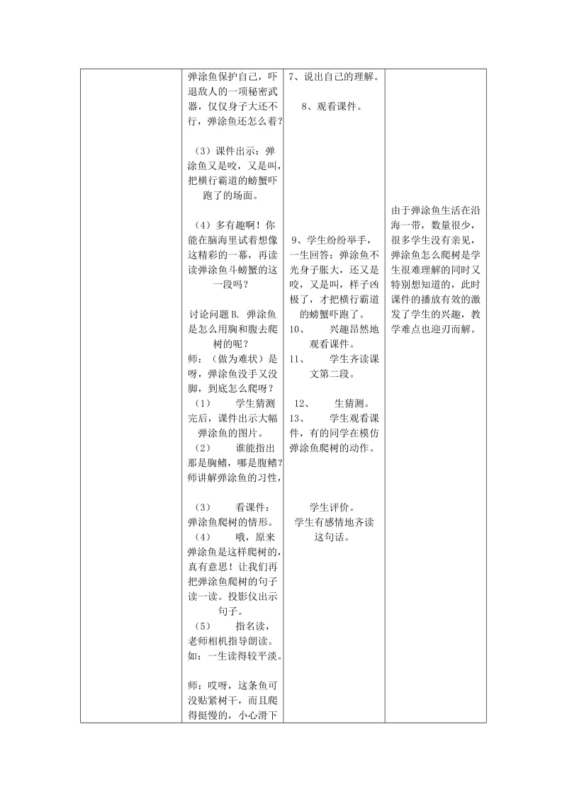 2019二年级语文上册 第四单元 11《会上树的鱼》教案 （新版）鄂教版.doc_第3页