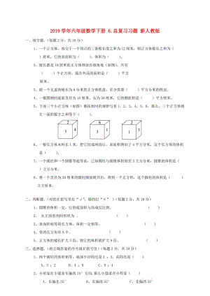 2019學年六年級數(shù)學下冊 6.總復習習題 新人教版.doc