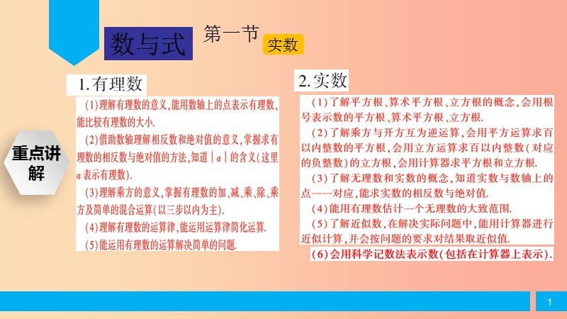 2019届中考数学复习 第1章 数与式 第1节 实数课件.ppt_第1页