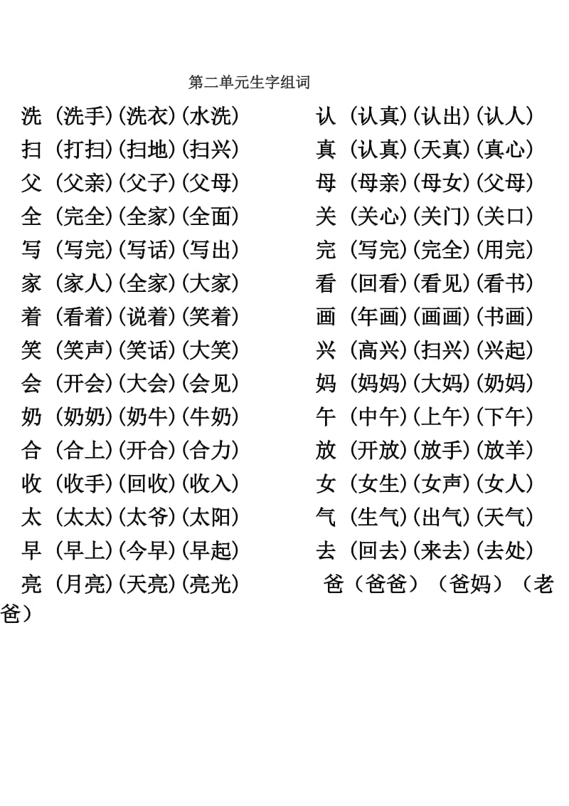 2019年一年级下册语文期末总复习组词.doc_第2页