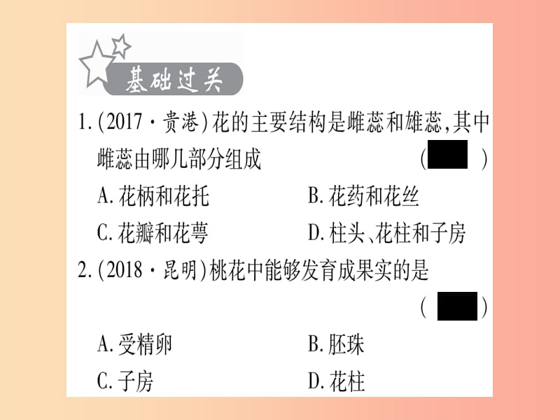 2019年中考生物 第6单元 第1章 生物的繁殖复习习题课件 冀教版.ppt_第2页