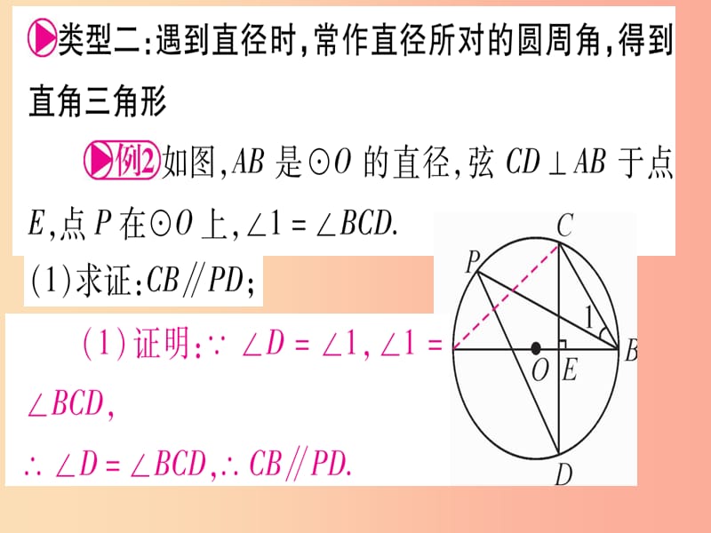 湖北专版2019中考数学总复习第1轮考点系统复习第6章圆方法技巧训练四圆中常见辅助线的作法习题课件.ppt_第3页