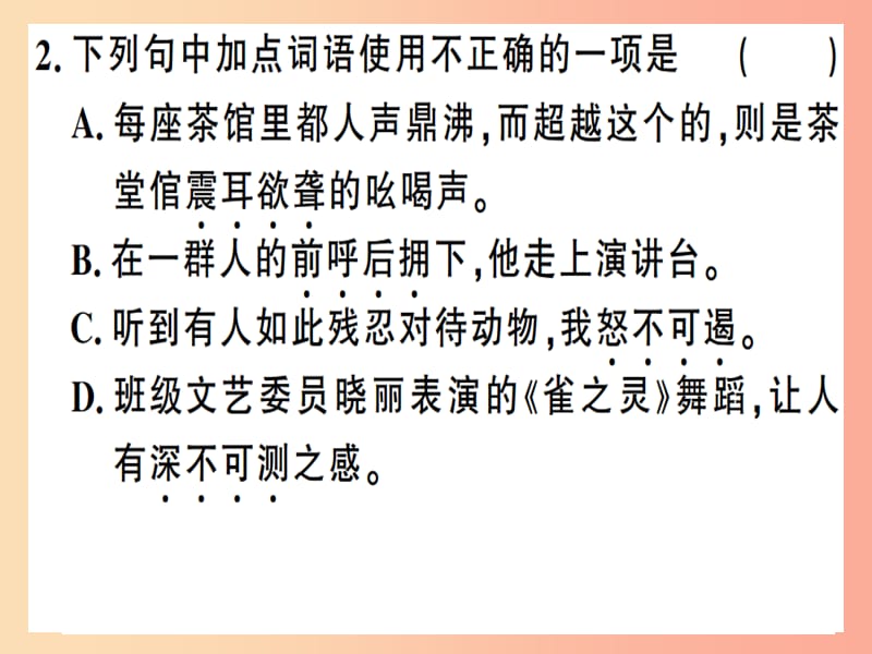 （贵州专版）2019春八年级语文下册 第五单元 17 壶口瀑布习题课件 新人教版.ppt_第3页