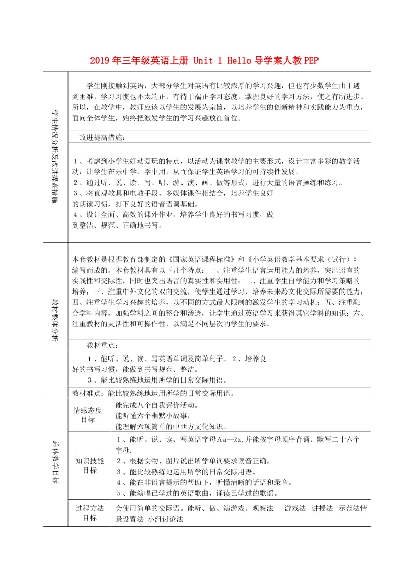 2019年三年级英语上册 Unit 1 Hello导学案人教PEP.doc_第1页