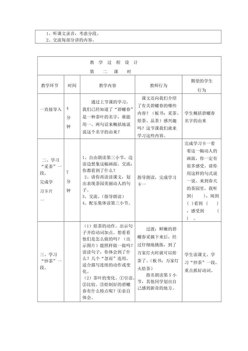 2019年(秋)六年级语文上册《碧螺春》教案 冀教版 .doc_第3页