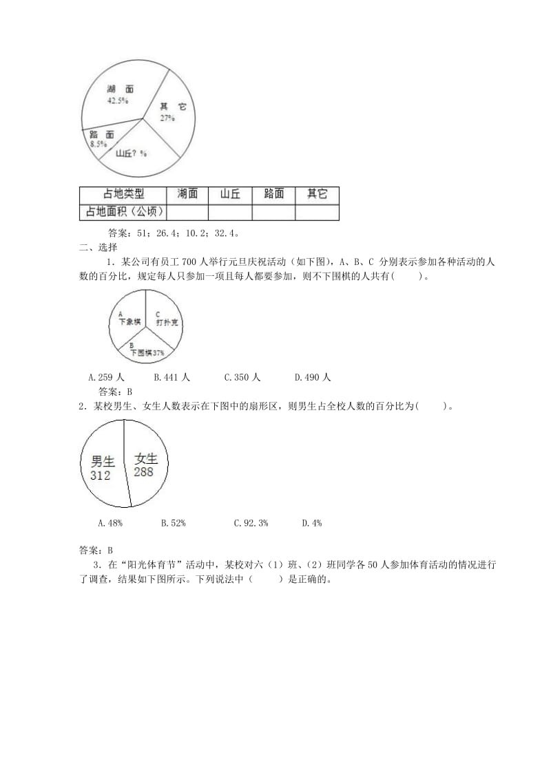 2019-2020年六年级数学上册 6 统计 扇形统计图习题 新人教版.doc_第2页