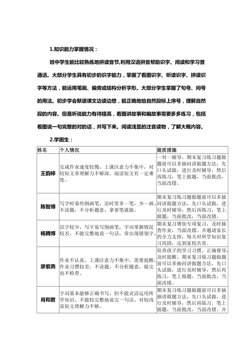 2019年一年级2班上册语文期末复习计划.doc_第3页