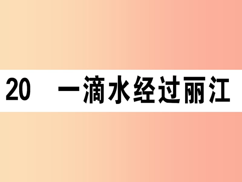 （江西专版）2019春八年级语文下册 第五单元 20 一滴水经过丽江习题课件 新人教版.ppt_第1页