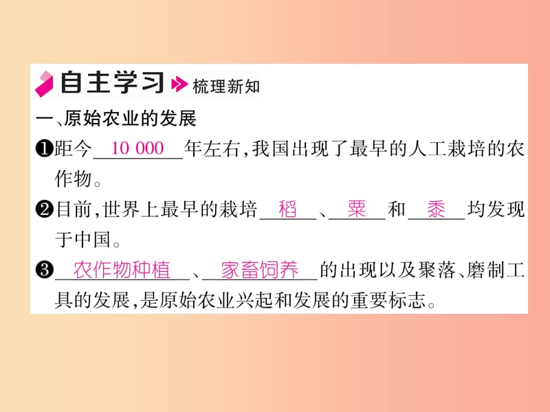 七年级历史上册 第1单元 史前时期 中国境内早期人类与文明的起源 第2课 原始农耕生活作业课件 新人教版.ppt_第2页