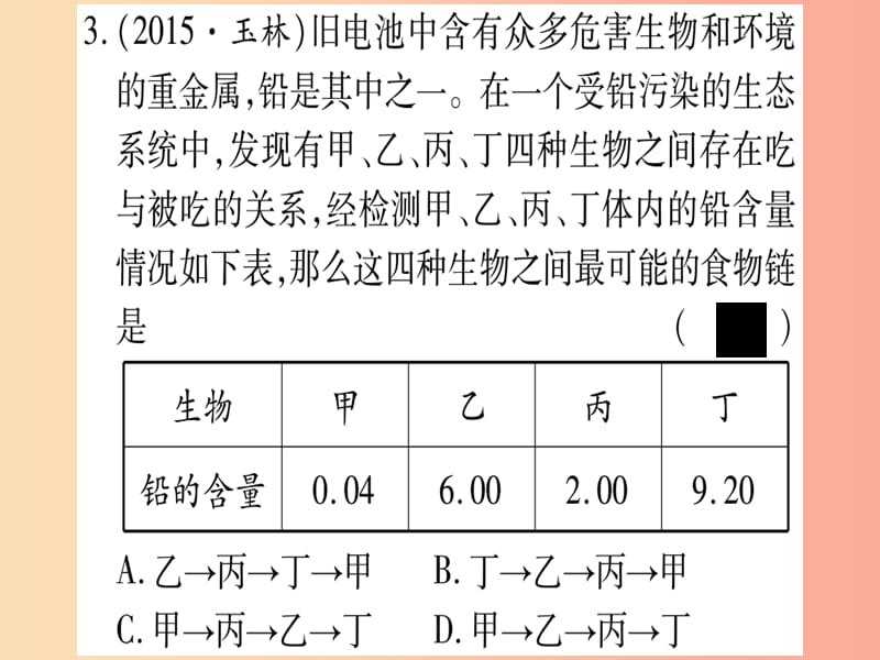 （玉林专版）2019年中考生物总复习 七上 第1单元 第2章 了解生物圈习题课件.ppt_第3页