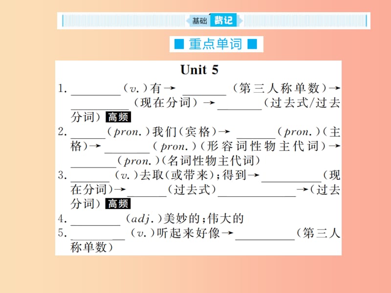 山东省2019年中考英语总复习 第一部分 系统复习 成绩基石 七上 第2讲 Unit 5-9课件.ppt_第2页