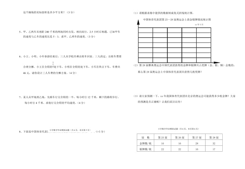 2019-2020年小学数学毕业班模拟试题.doc_第3页