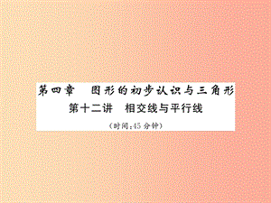 中考數(shù)學總復習 第一編 教材知識梳理篇 第4章 圖形的初步認識與三角形 第12講 相交線與平行線（精練）課件.ppt