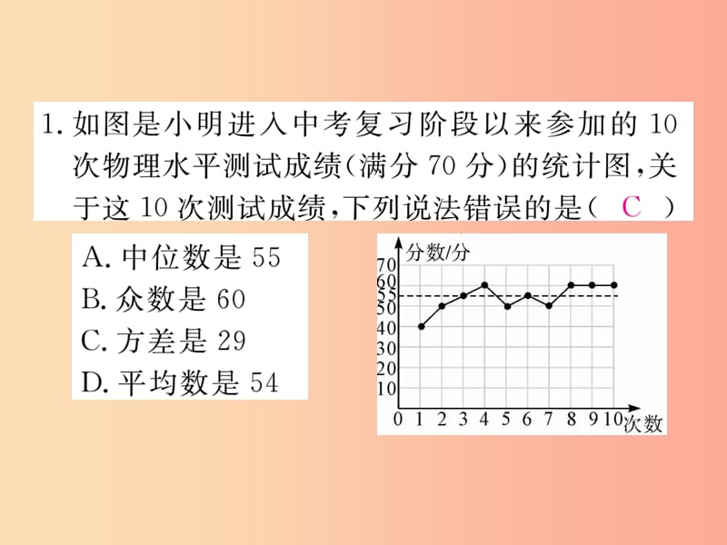 2019秋九年级数学上册 1 微专题“三数”、方差与统计图的综合问题河北热点习题讲评课件（新版）冀教版.ppt_第2页