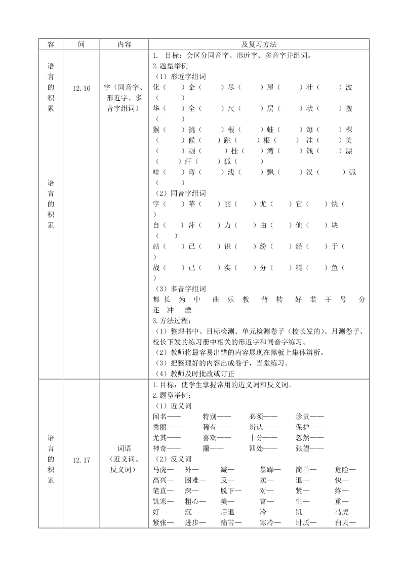 2019二年级语文期末复习计划.doc_第3页