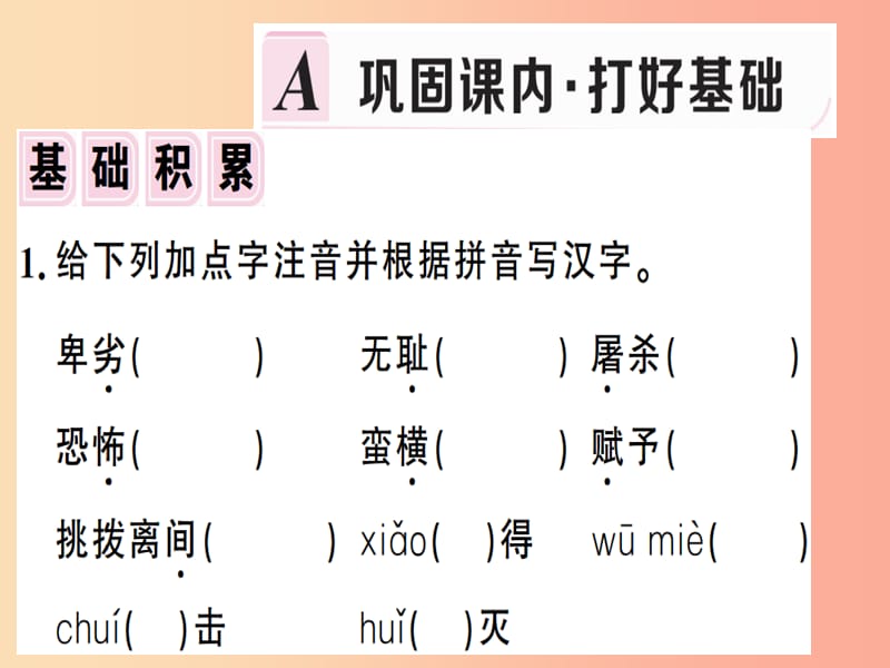 （安徽专版）2019春八年级语文下册 第四单元 13 最后一次讲演习题课件 新人教版.ppt_第2页