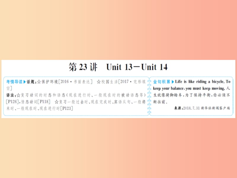 山东省菏泽市2019年中考英语总复习第一部分系统复习成绩基石九全第23讲Unit13_14课件.ppt_第1页