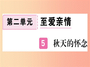 （武漢專版）2019年七年級(jí)語(yǔ)文上冊(cè) 第二單元 5 秋天的懷念習(xí)題課件 新人教版.ppt