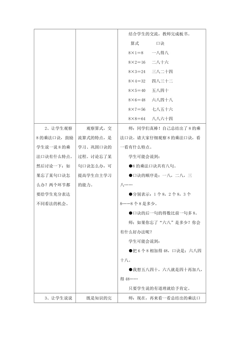 2019年(秋)二年级数学上册 7.1《8的乘法口诀》教案 （新版）冀教版.doc_第3页