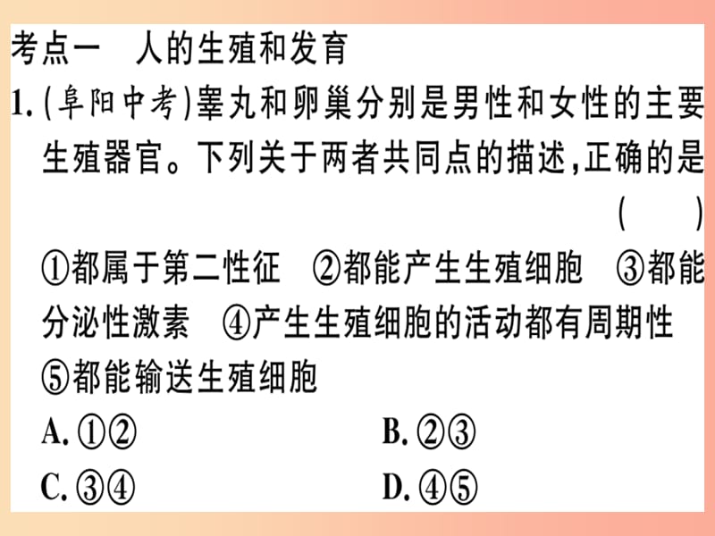 2019春八年级生物下册 专题复习九 生物的生殖和发育习题课件（新版）北师大版.ppt_第1页