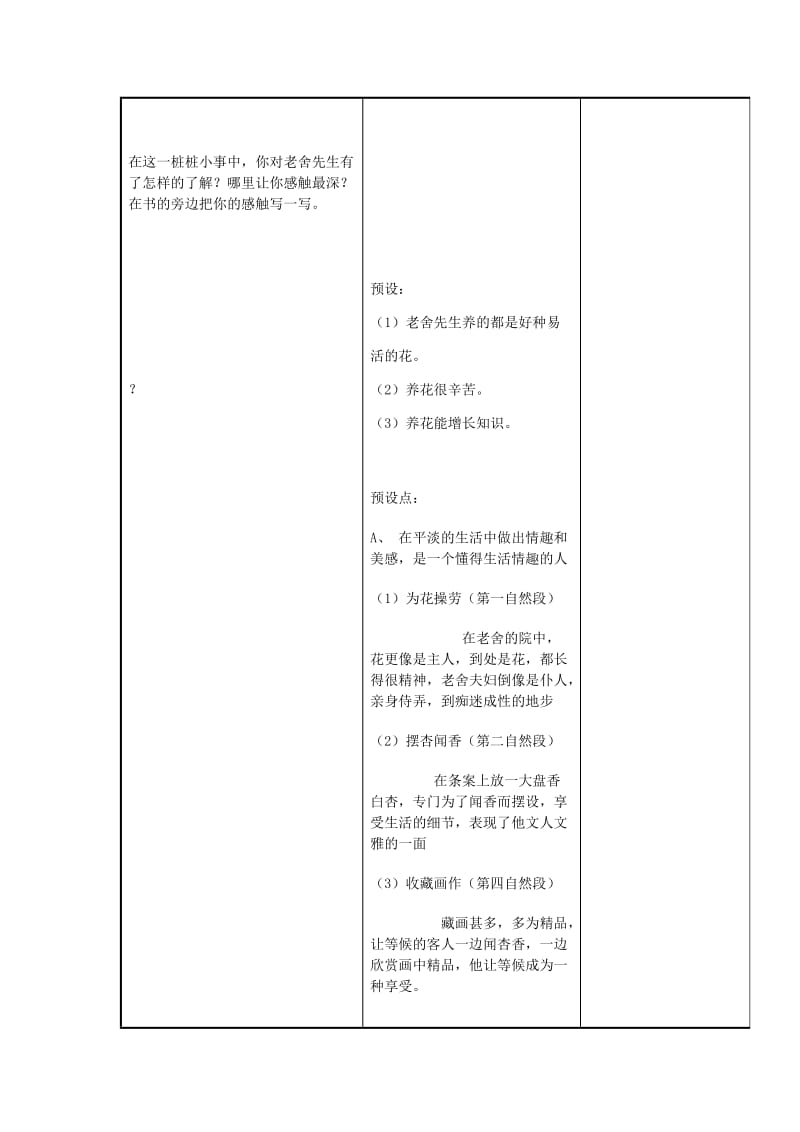 2019年(春)六年级语文下册《我了解的老舍先生》教案 冀教版.doc_第2页