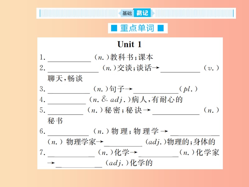 山东省2019年中考英语总复习 第一部分 系统复习 成绩基石 九全 第13讲 Unit 1-2课件.ppt_第2页