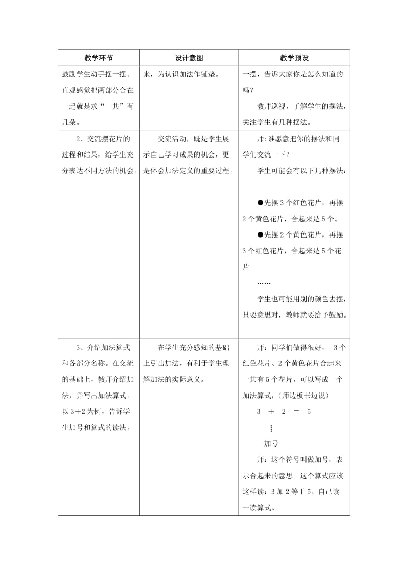 2019一年级数学上册 第5单元《10以内的加法和减法》（5以内加法 第1课时）教案 （新版）冀教版.doc_第2页