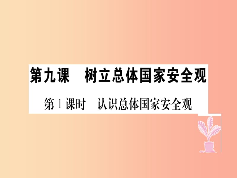 八年级道德与法治上册 第四单元 维护国家利益 第九课 树立总体国家安全观 第1框 认识总体国家安全观习题.ppt_第1页