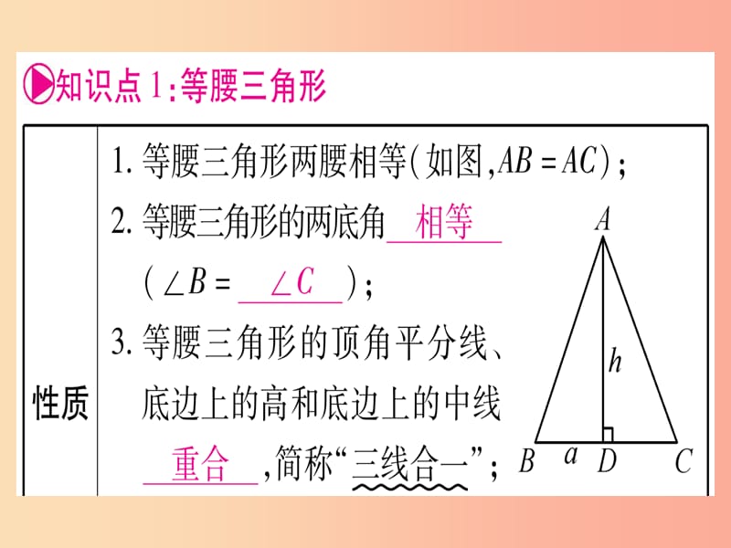 （贵州专版）2019中考数学总复习 第一轮 考点系统复习 第4章 三角形 第3节 等腰三角形与直角三角形课件.ppt_第3页