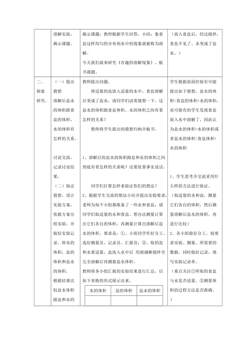 2019年(春)五年级数学下册 综合与实践《有趣的溶解现象》教案 青岛版.doc_第2页