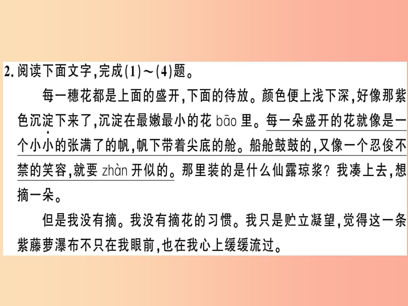 （安徽专版）2019春七年级语文下册 第五单元 17 紫藤萝瀑布习题课件 新人教版.ppt_第3页