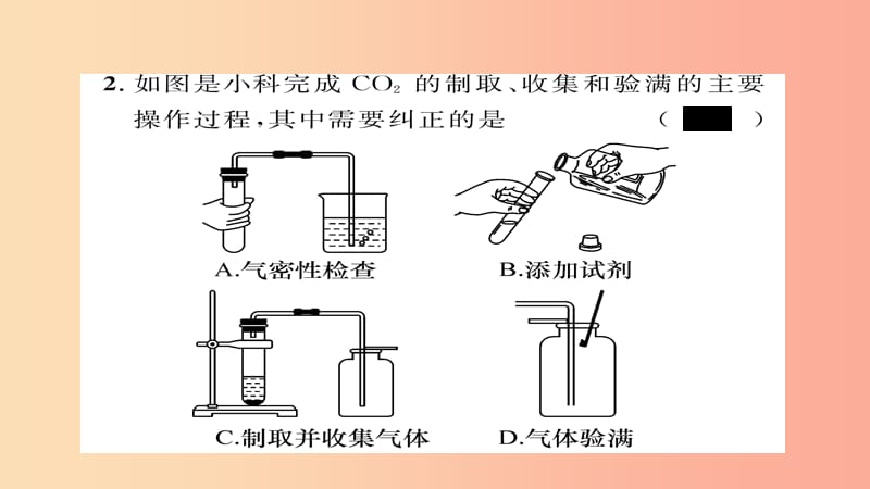 中考化学总复习第1编教材知识梳理篇第2章身边的化学物质课时2氧气和二氧化碳的实验室制取（精练）课件.ppt_第3页