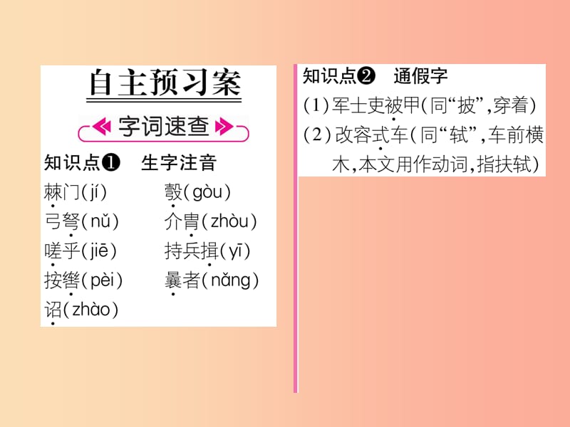 （遵义专版）2019年八年级语文上册 第六单元 23 周亚夫军细柳（古文今译）作业课件 新人教版.ppt_第2页