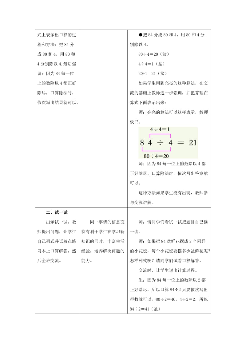 2019年三年级数学上册 第4单元 两、三位数除以一位数（口算两位数除以一位数）教学设计 冀教版.doc_第2页