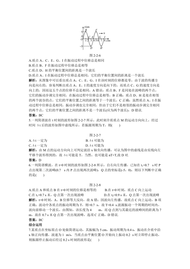 2019-2020年物理粤教版选修3-4课后集训：第二章第二节机械波的图象描述 Word版含解析.doc_第2页