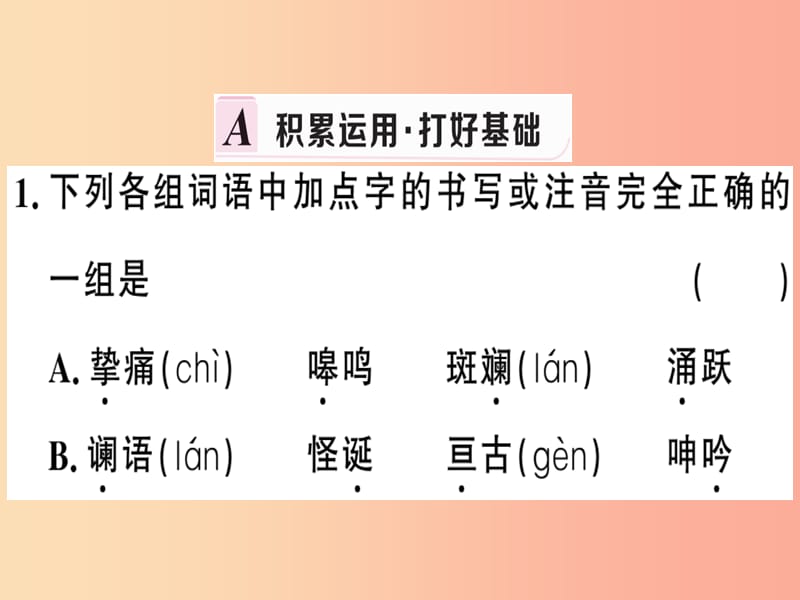 （武汉专版）2019春七年级语文下册 第二单元 7 土地的誓言习题课件 新人教版.ppt_第2页