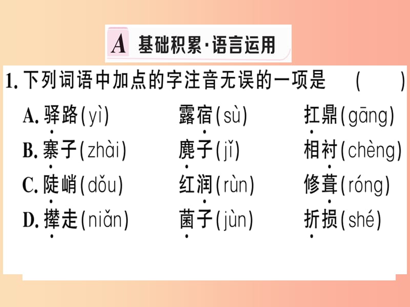 （贵州专版）2019春七年级语文下册 第四单元 14 驿路梨花习题课件 新人教版.ppt_第2页