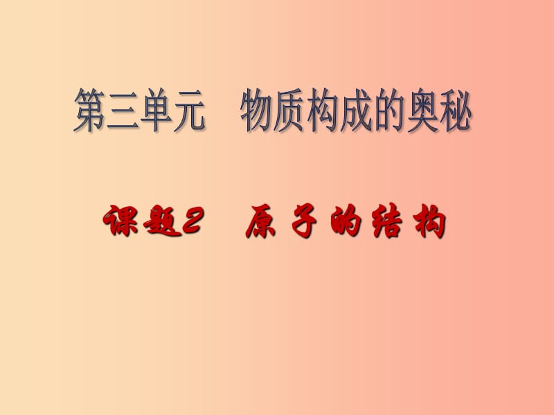 2019届九年级化学上册第3单元物质构成的奥秘课题2原子的结构同步课件 新人教版.ppt_第1页