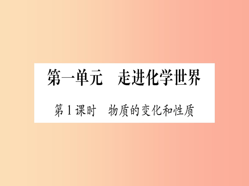 （湖北专版）2019中考化学总复习 第1部分 教材系统复习 九上 第1单元 走进化学世界习题课件1.ppt_第1页