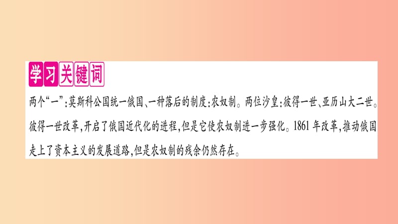 2019九年级历史下册 第1单元 殖民地人民的反抗与资本主义制度的扩展 第2课 俄国的改革自学课件 新人教版.ppt_第2页