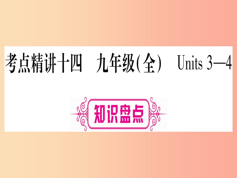 甘肃省2019中考英语第一篇教材系统复习考点精讲14九全Units3_4课件新版冀教版.ppt_第1页